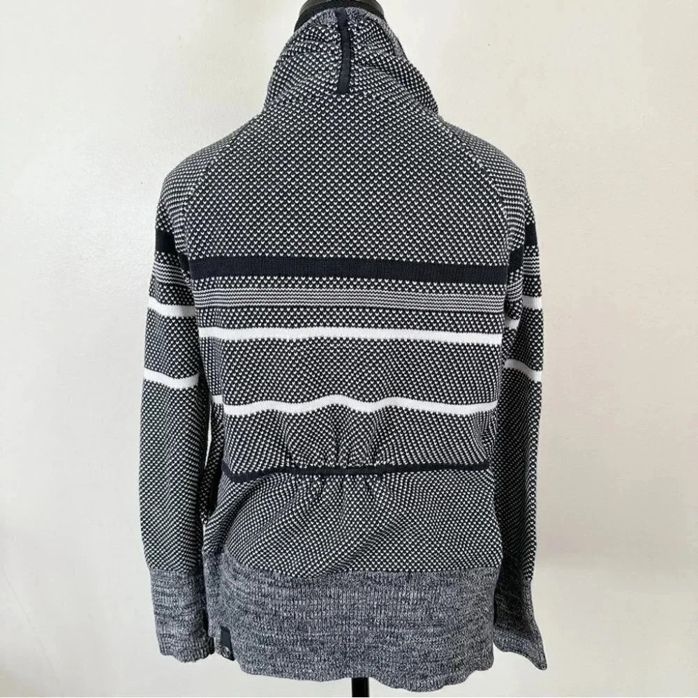 Ivivva Girls Size Feeling Toasty Cardigan  Black Grey Stripe Wrap - Picture 3 of 16